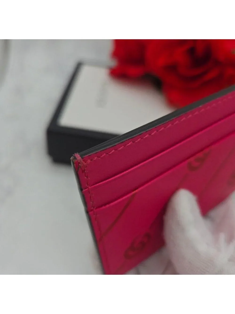 ★SOLD★ Gucci GG Marmont Stripe Card Case - Picture 6 of 13